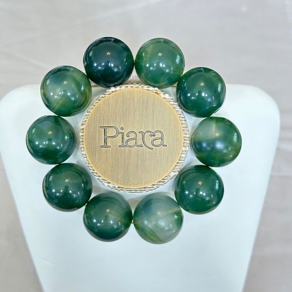 Large Green Nephrite beaded stretchy bracelet, type of Jade. - Picture 5 of 14
